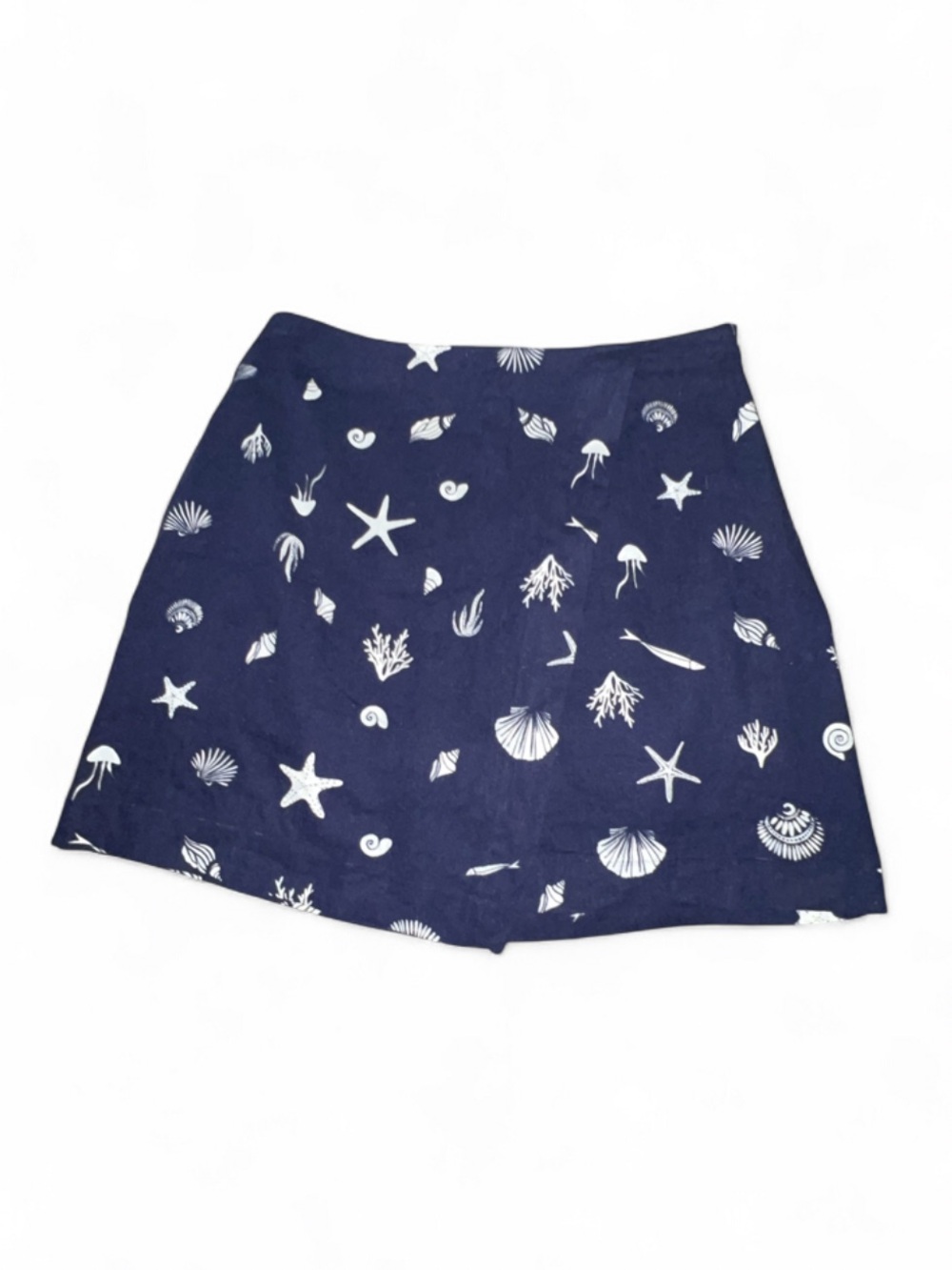 A New Day Navy Blue Seashell Print Skirt
